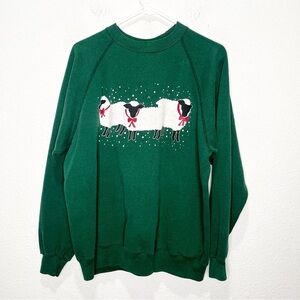 Vintage Oversized Graphic Holiday Sheep Sweatshirt Christmas Winter